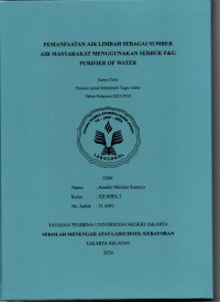 Pemanfaatan Air Limbah Sebagai Sumber Air Masyarakat Menggunakan Serbuk p&G Purifier of Water