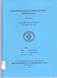 Perbandingan Kualitas Sabun Cair dengan Sabun Batangan