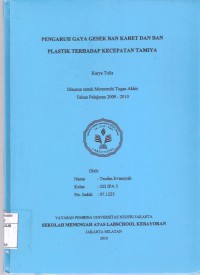 Pengaruh Gaya GEsek Ban Karet dan Ban Plastik Terhadap Kecepatan Tamiya