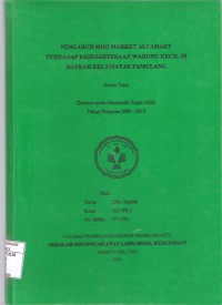 Pengaruh Mini Market Alfamart Terhadap Kesejahteraan Warung Kecil di Daerah Kecamatan Pamulang