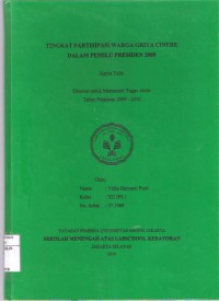 Tingkat Partisipasi Warga Griya Cinere dalam Pemilu Presiden 2009