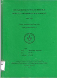 Pengaruh Jenis Alat Musik Terhadap Pendapatan Sehari-hari Musisi Jalanan