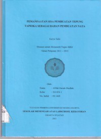 Pemanfaatan Sisa Pembuatan Tepung Tapioka Sebagai Bahan Pembuatan Nata