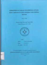 Perbandingan Jarak Pengereman Antara Rem Cakram dan Rem Tromol pada Sepeda Motor