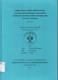 Image of Perbandingan Pertumbuhan Pada Tanaman Hias Sri Rejeki (Aglaonema Commutatum) dengan Menggunakan Air PAM dan Air Beras