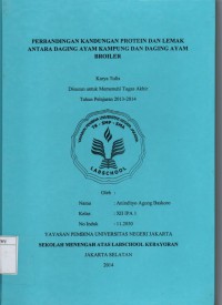 Perbandingan Kandungan Protein dan Lemak Antara Daging Ayam Kampung dan Daging Ayam Broiler