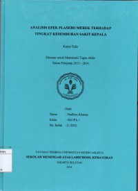 Analisis Efek Plasebo Merek Terhadap Tingkat Kesembuhan Sakit Kepala