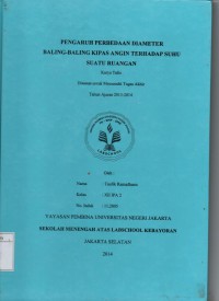 Pengaruh Perbedaan Diameter Baling-Baling Kipas Angin Terhadap Suatu Ruangan