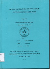 Penggunaan Gelombang Energi Rendah untuk Terapi Penyakit Kanker