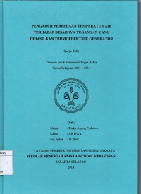 Pengaruh Perbedaan Temperatur Air Terhadap Besarnya Tegangan yang Dihasilkan Termoelektrik Generator