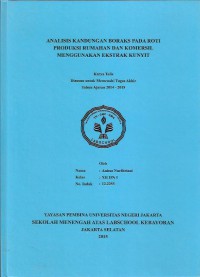 Analisis Kandungan Boraks pada Roti pada Produksi Rumahan dan Komersil Menggunakan Ekstrak Kunyit