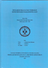 Pengaruh Tekanan Ban Terhadap Konsumsi Bahan Bakar  Honda Jazz