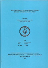 Alat Sederhana Pendeteksi Dini Gempa dengan Menggunakan Bandul