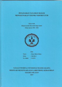 Penanaman Tanaman Bayam Menggunakan Teknik Vertikultur