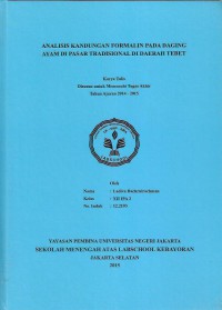 Analisis Kandugan Formalin pada Daging Ayam di Pasar dan Supermarket Tebet