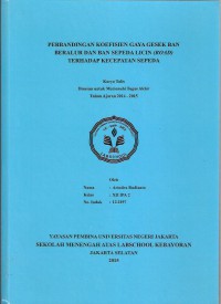 Perbandingan Koefisien  Gaya Gesek Ban Beralur Ban Sepeda terhadap Kecepatan Sepeda