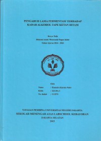 Pengaruh Lama Fermentasi Terhadap Kadar Alkohol Tape Ketan Hitam