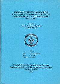 Perbandingan Efektivitas Asam Benzoat (C7H6O2) dan Asam Propionat Ca(C2H5COO2) pada Pencegahan Proses Pembusukan Roti Tawar