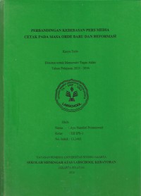 Perbandingan Kebebasan Pers Media Cetak pada Masa Orde Baru dan Reformasi