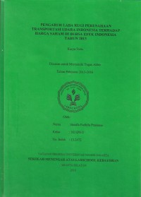 Image of Pengaruh Laba Rugi Perusahaan Transportasi Udara Indonesia terhadap Harga Saham di Bursa Efek Indonesia Tahun 2013