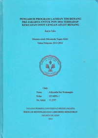 Pengaruh Program Latihan Tim Renang DKI Jakarta untuk Pon 2016 terhadap Kekuatan Otot Lengan Atlet Renang