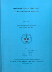 Persentase Tujuan Penggunaan Akupuntur di Klinik Dr. Wenny