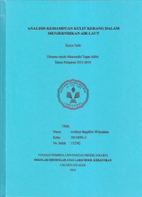 Analisis Kemampuan Kulit Kerang dalam Menjernihkan Air Laut