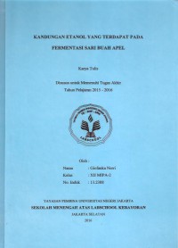 Kandungan Etanol yang Terdapat pada Fermentasi Sari Buah Apel