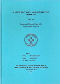 Analisis Sifat Sabun Minyak Zaitun dan Minyak Lemak Sapi