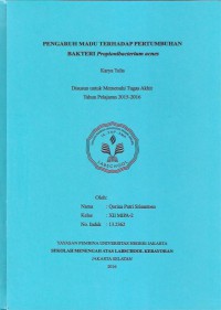 Pengaruh  Madu terhadap Pertumbuhan Bakteri Propionibacterium Acnes
