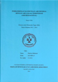 Image of Perbandingan Kandungan Air Mineral dengan Air Alkali Terionisasi (Air Heksagonal)