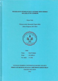 Penerapan Pembangkit Listrik Mini Hidro Segara II di Lombok