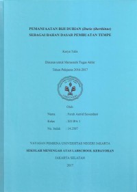 Pemanfaatan Biji Durian (Durio Ziberthinus) sebagai Bahan Dasar Pembuatan Tempe