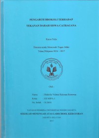 Pengaruh Brokoli terhadap Tekanan Darah Siswa Catragana