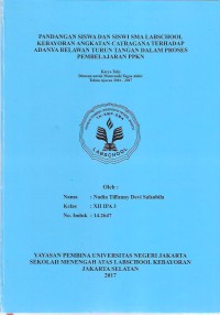 Image of Pandangan Siswa dan Siswi SMA Labschool Kebayoran Angkatan Catragana terhadap Adanya Relawan Turun Tangan dalam Proses Pembelajaran PPKN