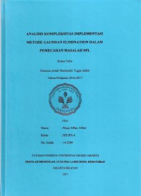 Analisis Kompleksitas Implementasi Metode Gaussian Elimination dalam Pemecahan Masalah SPL