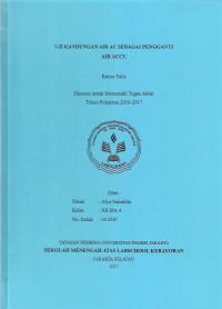 Uji Kandungan Air AC sebagai Pengganti Air Accu