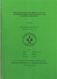 Pengaruh Urutan Kelahiran Anak Pada Kepribadian Siswa-Siswi Angkatan 14 SMA Labschool kebayoran