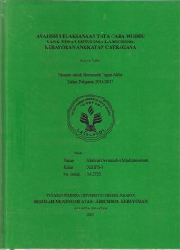 Analisis Pelaksanaan Tata Cara Wudhu Yang Tepat Siswi SMA Labschool Kebayoran Angkatan Catragana