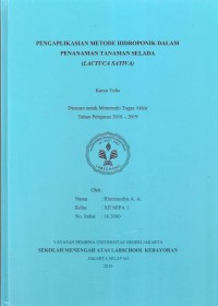 Pengaplikasian Metode Hidroponik dalam Penanaman Tanaman Selada (Lactuca Sativa)