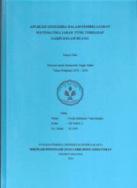 Aplikasi Geogebra dalam Pembelajaran Matematika Jarak Titik Terhadap Garis dalam Ruang