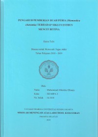 Pengaruh Pemberian Buah Peria (Momordica Charantia) Terhadap Siklus Estrus Mencit Betina