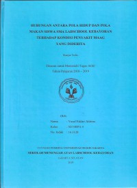 Image of Hubungan Antara Pola Hidup dan Pola Makan  Siswa SMA Labschool Kebayoran Terhadap Penyakit Maag yang Diderita