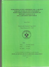 Perbandingan Pola Berpikir Laki-Laki Dan Perempuan Menurut Angkatan 16 SMA Labschool Kebayoran Dalam Menyelesaikan Perselisihan Pertemanan Di Sekolah