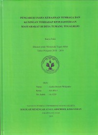 Pengaruh Usaha Kerajinan Tembaga Dan Kuningan Terhadap Kesejahteraan Masyarakat Di Desa Tumang Tegalrejo