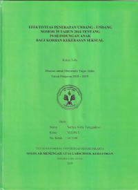 Efektivitas Penerapan Undang-Undang Nomor 35 Tahun 2014 Tentang Perlindungan Anak Bagi Korban Kekerasan Seksual