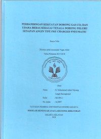 Perbandingan Kekuatan Dorong Gas O2, N2, dan Udara Bebas sebagai Tenaga Dorong Peluru Senapan Angin Tipe Pre Charged Pneumatic