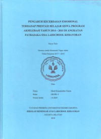 Pengaruh kecerdasan Emosional terhadap Prestasi Belajar Siswa Program Akselerasi Tahun 2014-2015 di Angkatan patrasaka SMA Labschool Kebayoran