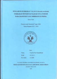 Pengaruh Pemberian Talas (Colocasia Esculenta) terhadap Peurunan Kdar Gula Darah pada Hamster yang Dibebani Glukosa