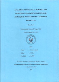 Analisis Perbedaan Kandungan Zat Pewarna dan Pengawet pada Saos tomat di Pasar Kebayoran dan Dampaknya Terhadap Kesehatan